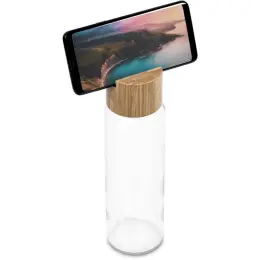 Okiyo Kenko Phone Stand Glass Water Bottle With Phone